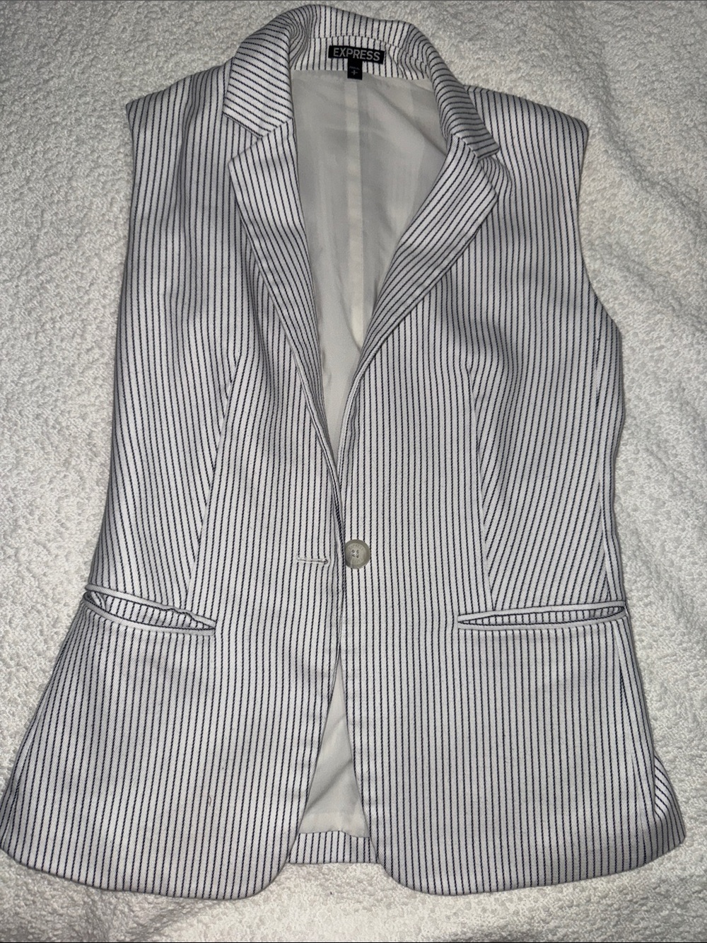 Express White Sleeveless Pinstripe Blazer Vest